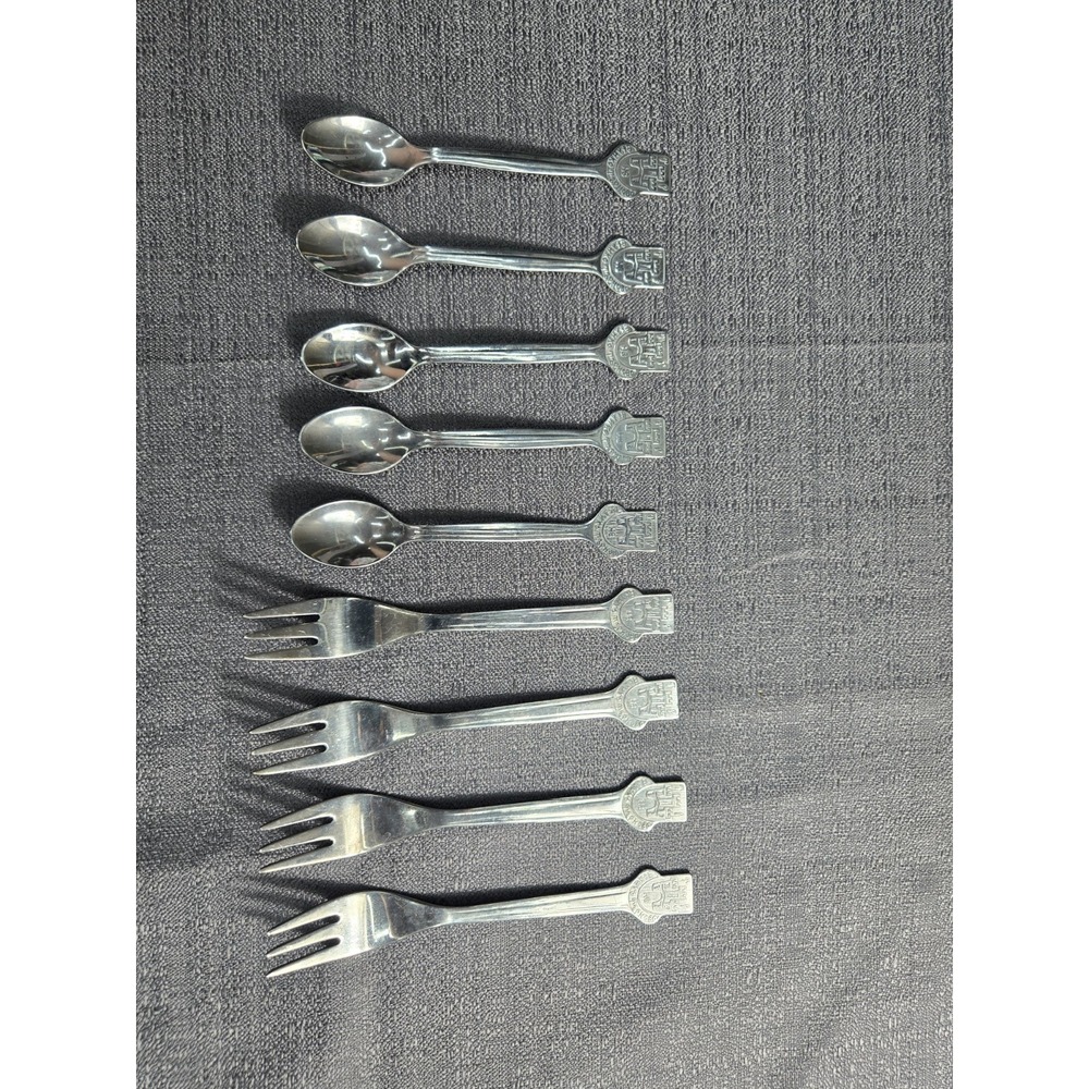 Vintage Bulgarian Veliko Tarnovo Souvenir Spoons Forks 9 Pc Flatware Lot